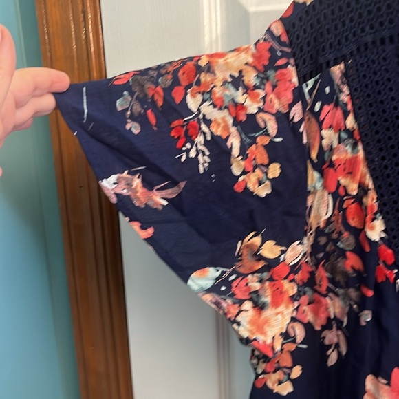 Torrid Size 2 Floral lace up dress.  Knee length - midi depending on height - Picture 5 of 7